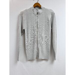 Regency Collection for Joyce Womens Full zip up Mock Neck Sweater Silver Sz S
